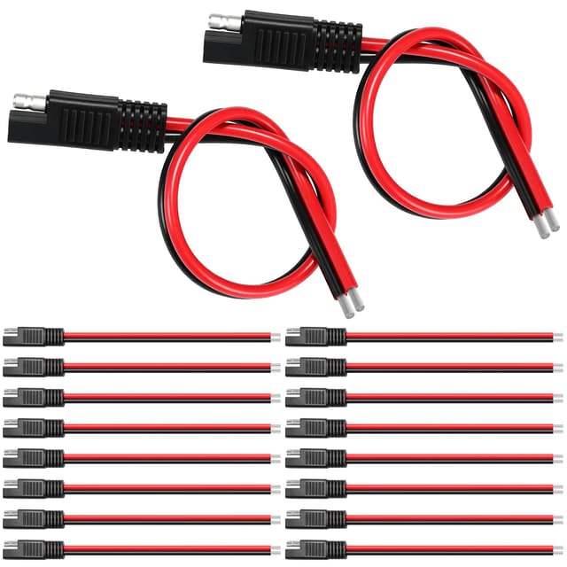 Frienda 6 Pack 12 Awg Connectors Cable Compatible with SAE 30cm 2 Pin Single Plug Disconnect Power Automotive Extension Cable for Motorcycles Cars Charger