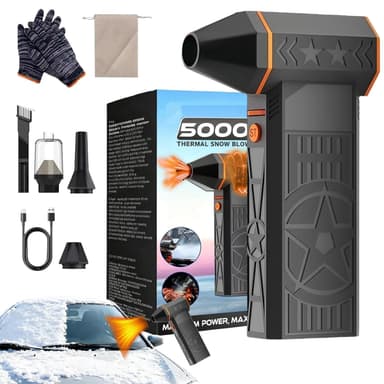 2026 New 3 in 1 5000W Thermal Snow Blower - Cordless Leaf Blower and Vacuum Cleaner, Hot Air Blowers, Portable Handheld Car Snow/Dust Remover, Car Defroster Windshield (Full*1SET)