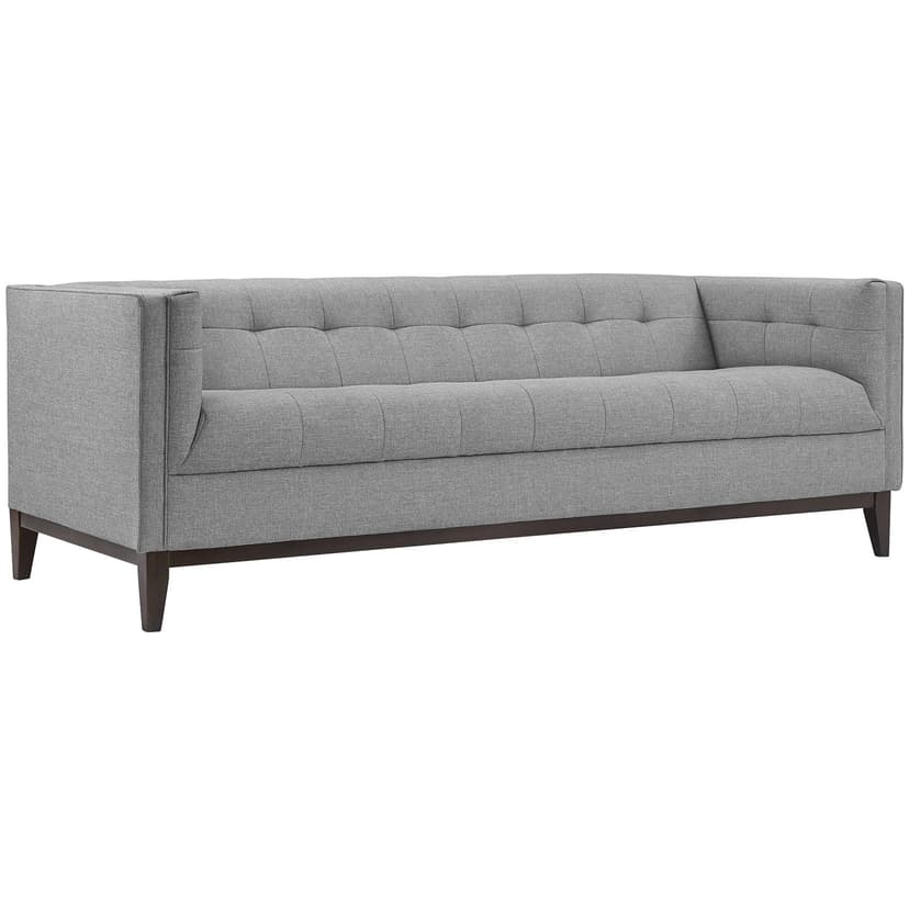Modway Serve Modern Tuxedo Sofa With Upholstered Tufted Fabric in Light Gray