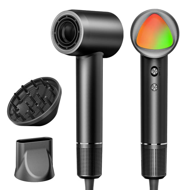 Hair Dryer, 160000 RPM Portable Professional Ionic Hair Dryer with 500 Million Negative Ions, Fast-Drying, Low Noise with Diffuser & Nozzle, Lightweight for Home and Travel-Black