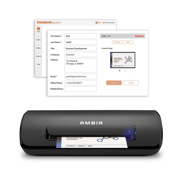 Ambir ImageScan Pro 687-BCS Duplex Card Scanner with AmbirScan Business Card for Windows PC and MAC