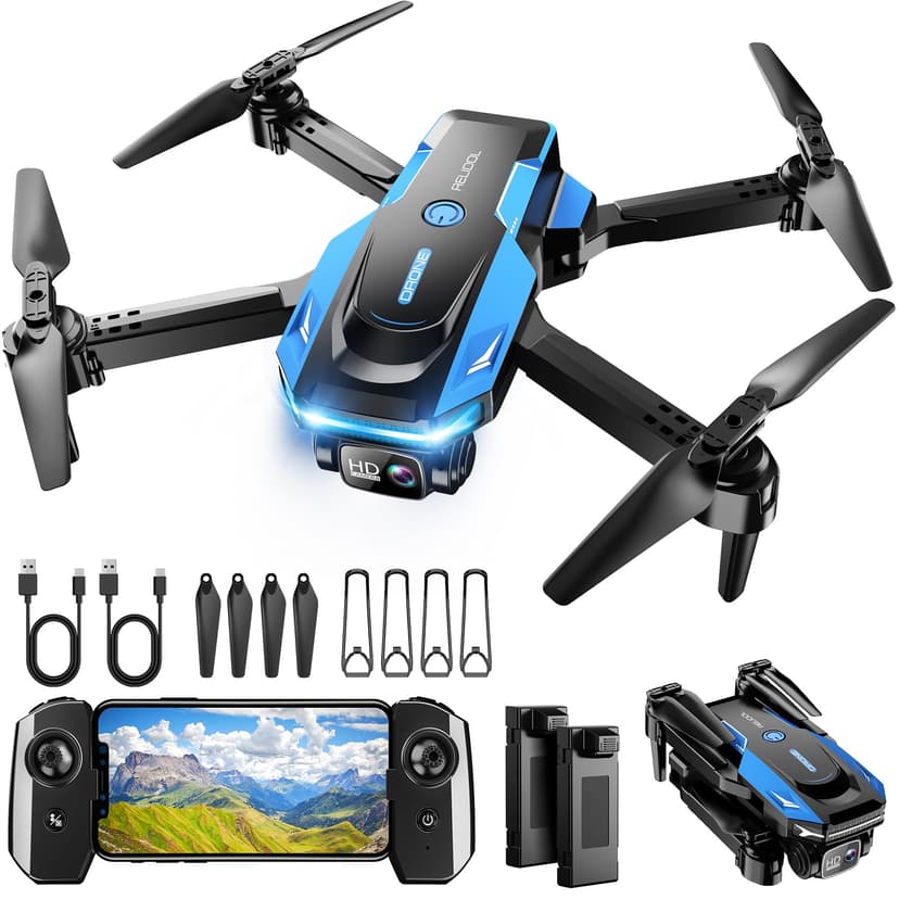 Drone with 1080P Camera - Foldable Remote Control Quadcopter with Gesture Control, 3D Flip, One Key Start, Emergency Stop, 2 Batteries, Easier to use, Toy for Kids Adult Beginners