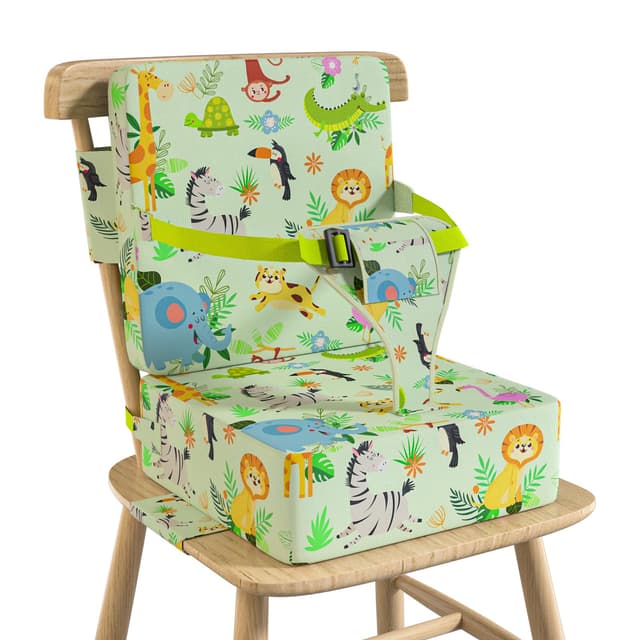 Vahlbeste Booster Seat for Kitchen Chair with Backrest & 4 Adjustable Straps, Portable TPU Waterproof & Anti-Scratch Toddler Booster Seat for Dining Table, Removable & Non-Slip