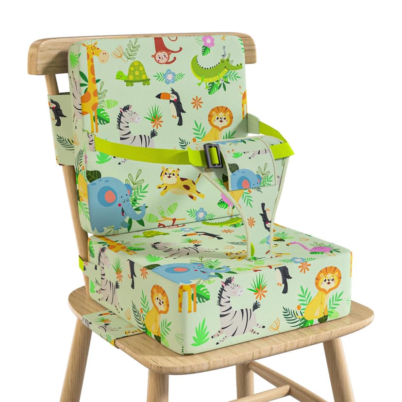 Vahlbeste Booster Seat for Kitchen Chair with Backrest & 4 Adjustable Straps, Portable TPU Waterproof & Anti-Scratch Toddler Booster Seat for Dining Table, Removable & Non-Slip