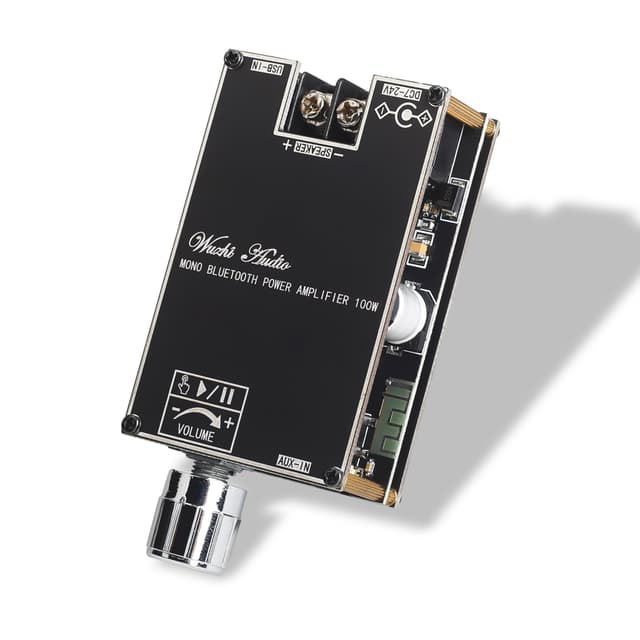 Wuzhi Audio ZK-1001B Mono Bluetooth Amplifier Board with TPA316D2 Chip, Wide Voltage Input 12-24V Peak Output Power 100W, with TWS Pairing Function