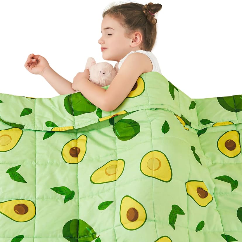 yescool Weighted Blanket 7 Pounds Cooling Weighted Lap Blanket, Green Avocados Heavy Blankets for Sleeping, Breathable Weighted Throw Blanket Gift for 60-80lbs, 40"x60"