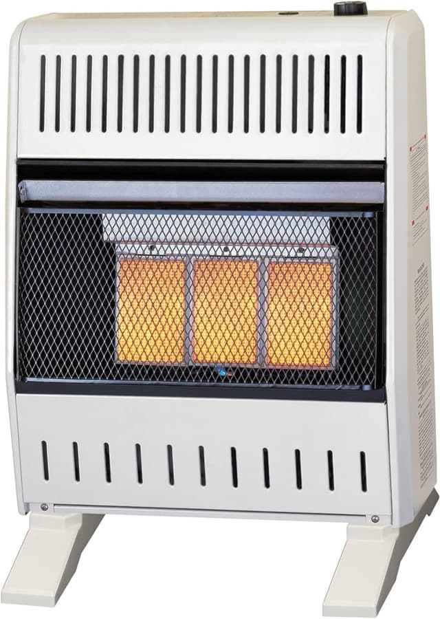ProCom Heating Natural Gas Ventless Infrared Plaque Heater With Base Feet - 18,000 BTU, T-Stat Control - Model# MN180TPA-B