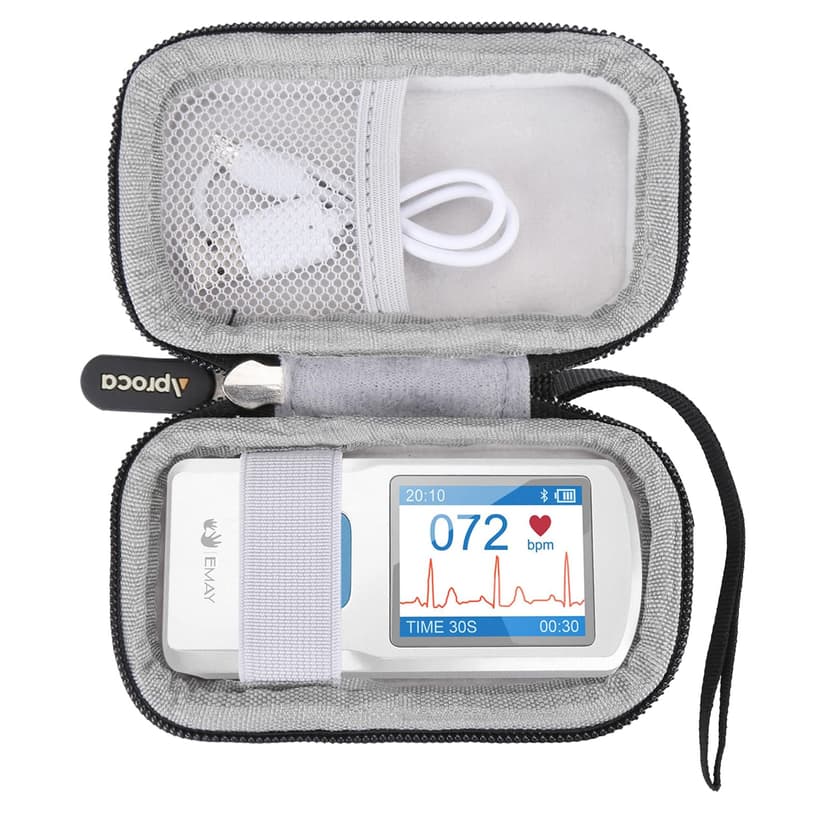 Aproca Case Compatible with EMAY Portable ECG Monitor Devices, Storage Portable Bag for Accessories -Black (Case Only)