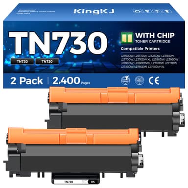 TN730 Black Toner Cartridge 2-Pack Compatible Replacement for Brother TN-730 TN760 MFC-L2710DW MFC-L2750DW DCP-L2550DW HL-L2350DW HL-L2395DW HL-L2370DW HL-L2390DW MFC-L2690DW HL-L2325DW Laser Printer