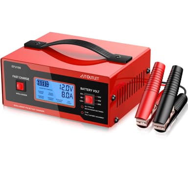 AUTOUTLET Upgraded 8 Volt Battery Charger for Golf Cart Automotive Battery Charger and Maintainer 0-14A with Cable Clamps for 6/8/12/14/16/24V Lead-Acid Batteries