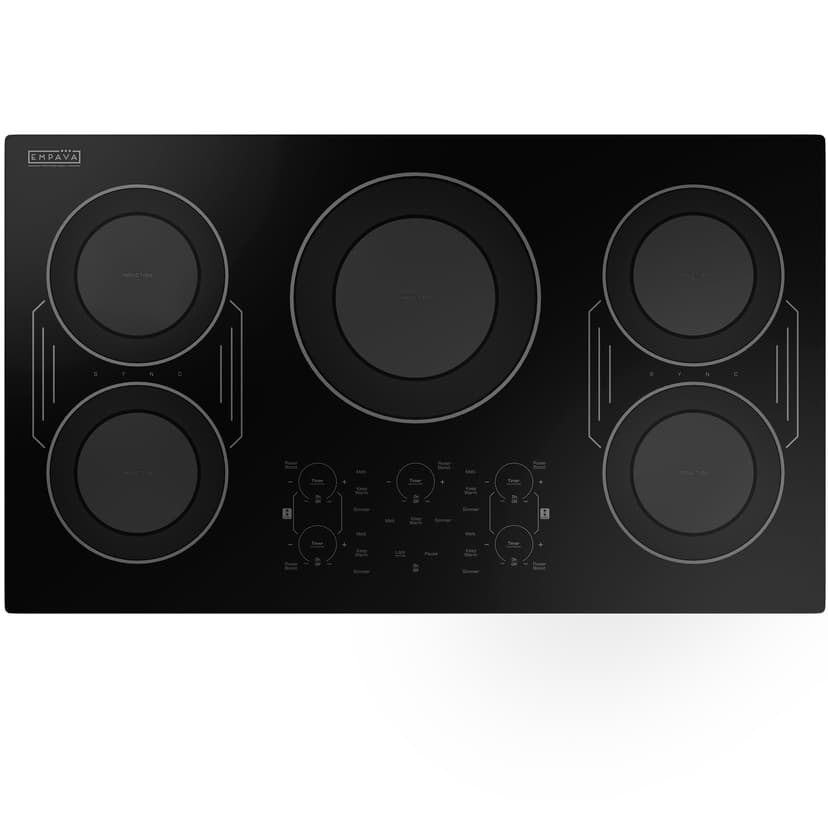 Empava Built-In Electric Induction Cooktop 36 Inch, Bridge-SYNC Element, Auto RapidHeat, 3 Preset Modes, Pan Sensor, Hardwired 208~240V, 50A, Black Vitro Ceramic Glass