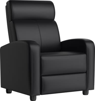Yaheetech Recliner Chair PU Leather Recliner Sofa Home Theater Seating with Lumbar Support Overstuffed High-Density Foam & Pocket Springs, Push Back Recliners Armchair for Living Room
