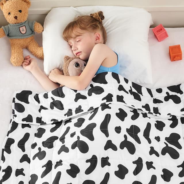 yescool Weighted Blanket 3 Pounds Cooling Weighted Lap Blanket, Cow Print Heavy Blanket for Sleeping, Weighted Throw Blanket Gift for 20-40lbs,36"x48"