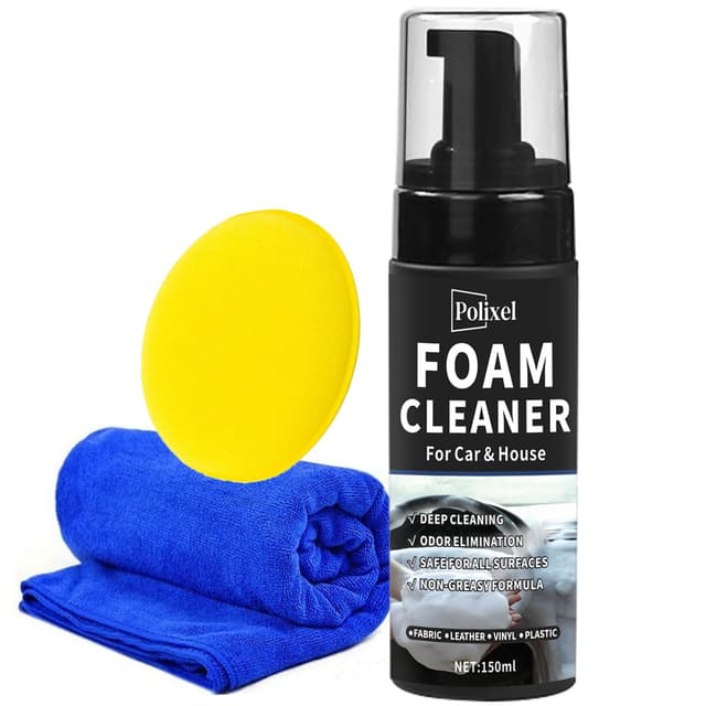 POLIXEL Multifunctional Foam Cleaner for Car - Car Interior Cleaner & Deep Stain Remover for Home, Powerful Foam Removes Dirt and Stains from Seat, Fabric and Carpets - 5oz / 150ml