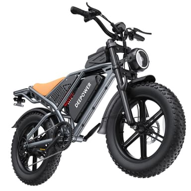 DEEPOWER Electric Bike for Adults,2000W Peak Motor&32MPH Electric Dirt Bike,48V 20AH/35AH/60AH Battery, 70-160 Max Miles,Dual Suspension Ebikes for Adults, 20" Fat Tire E Bike