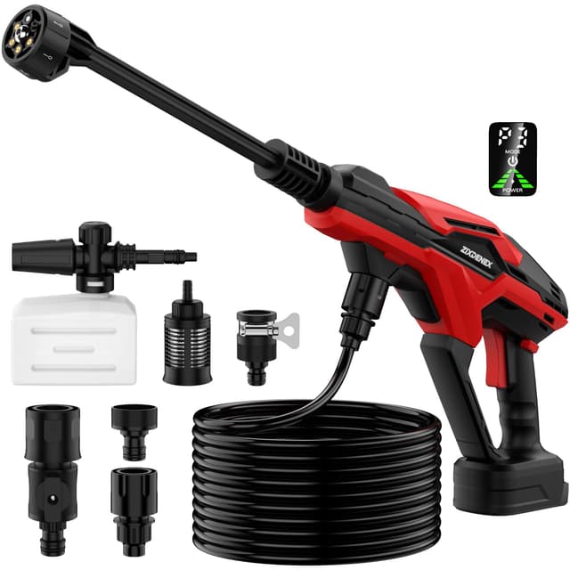 Cordless Pressure Washer for Milwaukee 18V Battery, 800 PSI Portable Handheld Power Washer with Brushless Motor, 6-in-1 Nozzle, 3 Level Adjustable for Car Yard Fence Cleaning (Battery Not Included)
