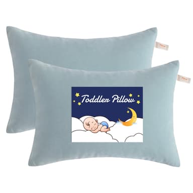 NTBAY Toddler Pillows, Down Alternative 13"x18" Pillows, Machine Washable - Soft and Breathable Travel Small Pillows for Sleeping, Ideal for Daycare, Crib, Cot, Sea Green