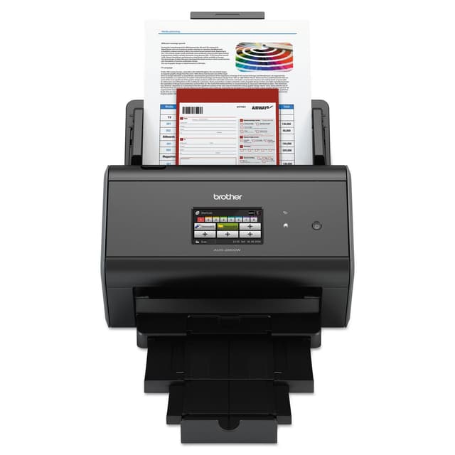 Brother ImageCenter ADS-2800W Wireless Document Scanner, Multi-Page Scanning, Color Touchscreen, Integrated Image Optimization, High-Precision Scanning, Continuous Scan Mode, Black