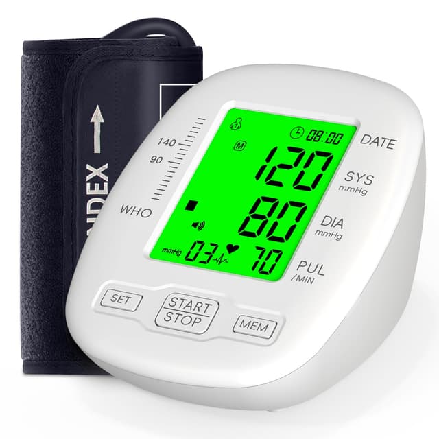 Blood Pressure Monitor, Blood Pressure Cuff 22-42cm - 2 * 99 Sets of Memory, 4*AAA Battery Included, White