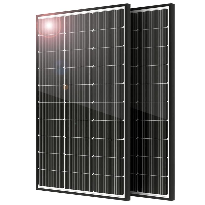 JJN 200 Watt Solar Panel, 2pcs 100W 16BB N-Type High Efficiency 12 Volt Solar Panels, 25% High Coversion Rate Solar Module PV Charge for Boat Rooftop Caravan and Other Off-Grid System