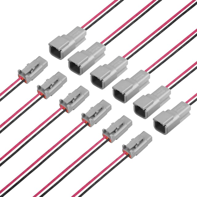 JRready ST9034 Deutsch 2 Wire DTM Connectors Kit 20AWG (UL3266), IP68 Waterproof Automotive Electrical 2 Pin Connector, Gray Male and Female Wire Harness Connectors for Car Truck Boat, 6 Sets