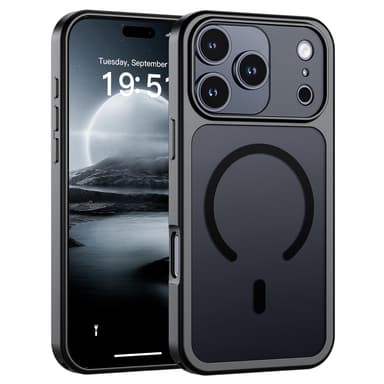 SUPFINE Magnetic for iPhone 17 Pro Case (Compatible with MagSafe)(Military Grade Drop Protection)(Camera Protection) Translucent Matte Shockproof Phone Cover 2025,Black