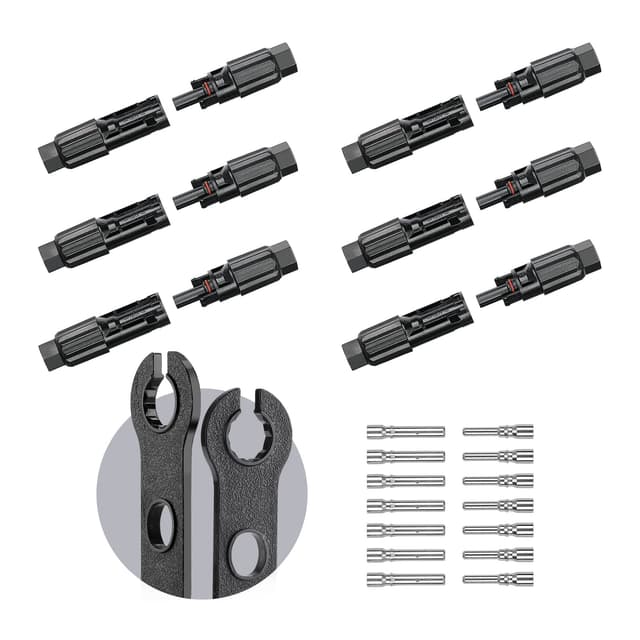 BougeRV 12 PCS Solar Connector Solar Panel Cable Connectors Solar Panel Connectors Kit Solar Connector with Spanners IP68 Waterproof 6 Pairs Male/Female (8AWG)