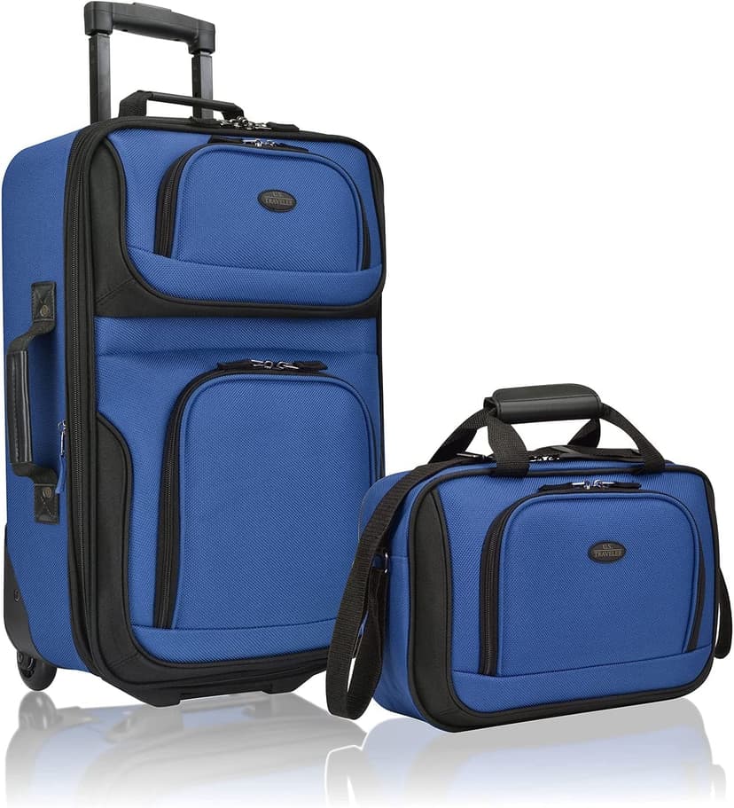 U.S. Traveler Rio Lightweight Softside Rolling Carry-on Suitcase, 2-Wheel Set, Royal Blue