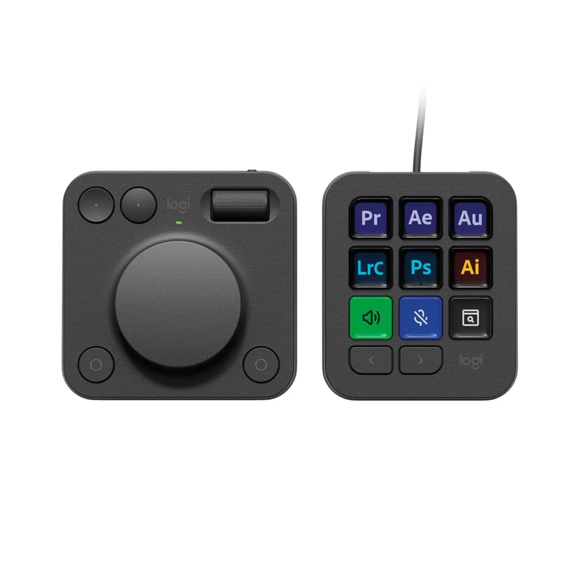 Logitech MX Creative Console, 9 Customizable LCD Keys, Stream Deck Accessories,Connectivity Technology USB-C, Control Dial for Graphic Design, Zoom, Spotify - Graphite, 3-Month Adobe Cloud Membership