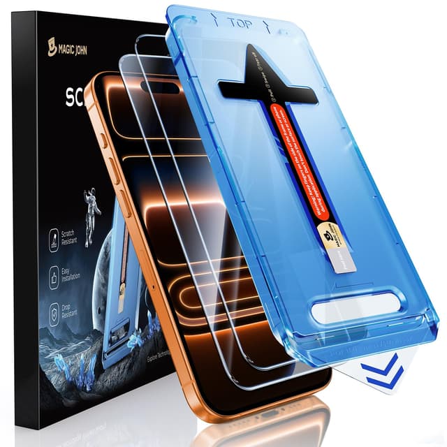 MAGIC JOHN 2 Pack for iPhone 17 Pro Max 6.9 inch Tempered Glass Screen Protector, Auto Dust-Elimination, Bubble Free, HD Clear, Easy Installation