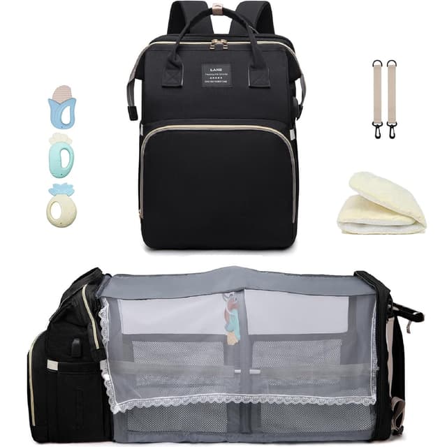 ANWTOTU Baby Diaper Bags with Changing Station,900D Oxford Waterproof Diaper Bag Backpack for Moms Dads with USB Charging Port,Large Capacity Baby Essentials(Ungrade Black)