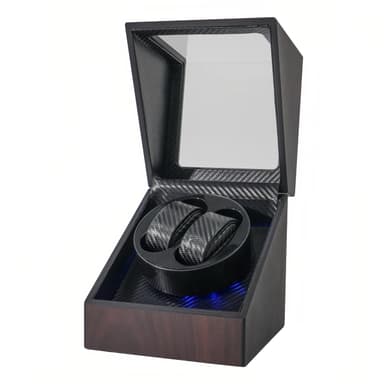 Watch Winders for Automatic Watches Double, Automatic Watch Winder Box, Watch Spinner for Rolex with Led Light, Battery or USB Powered, Present for Men and Women, Quiet Mabuchi Motor (Walnut)