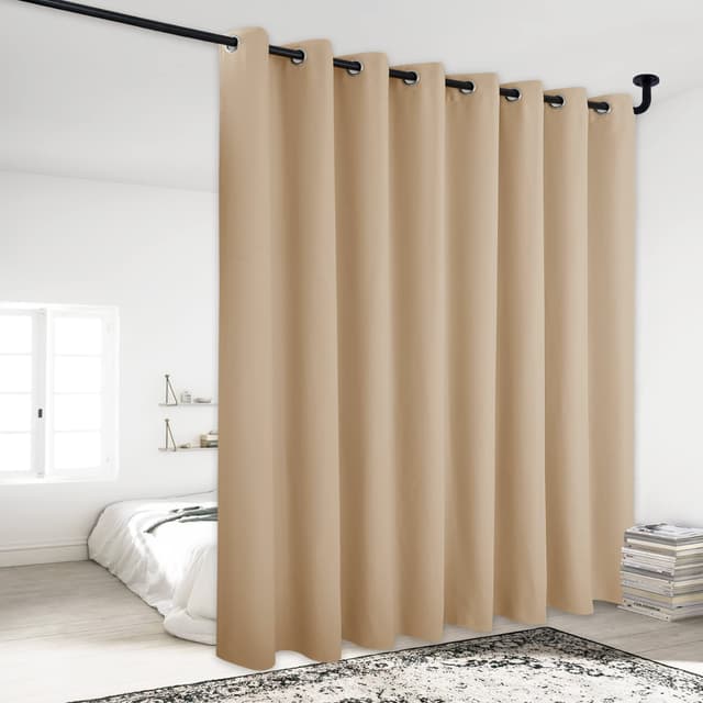 NICETOWN Privacy Room Divider Curtain Screen Partitions, Basement Hospital Medical Clinic Spa Lab Cubicle Divider Privacy Screen Patio Door Curtain (Biscotti Beige, 1 Panel, 120" Wide x 95" Long)
