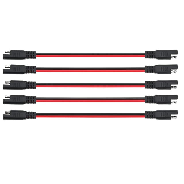 12 AWG SAE to SAE Extension Cable 12 Gauge 2-Pin SAE Connector Extension Cord with Dual Head Plug for Solar Panel Automotive Car Motorcycle 12in