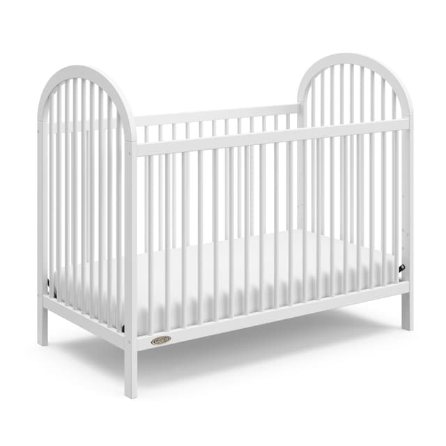 Graco Olivia Convertible Crib (White) – GREENGUARD Gold Certified, 100% Solid Wood, Fits Standard Crib Mattress, Converts to Toddler Bed and Daybed, 4 Adjustable Mattress Heights