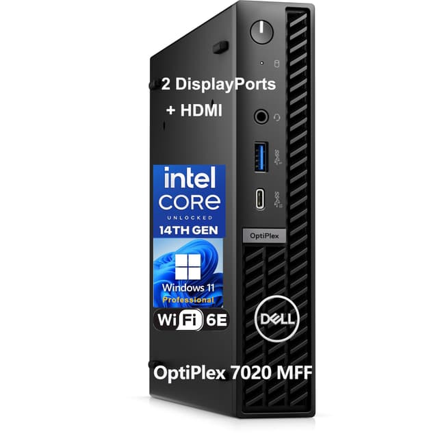 Dell OptiPlex 7020 MFF Mini Business Desktop Computer, 7000 Micro Form Factor, 14th Gen Intel 14-Core i5-14500T (Beat i7-13700T), 16GB DDR5 RAM, 512GB PCIe SSD, WiFi 6E, 2 DisplayPorts, HDMI, W11 Pro