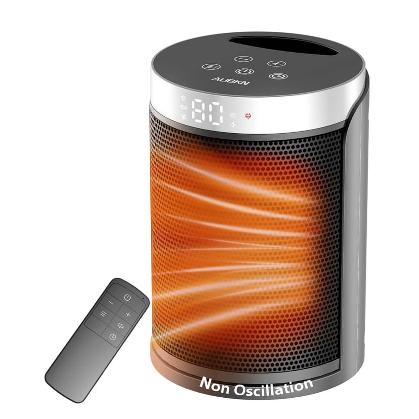 Space Heater, AUBKN Small Portable Electric Heaters for Indoor Use with Thermostat and Remote,12H Timer, 5 Mode, 1500W PTC Ceramic Fast Safety Heat for Office Bedroom Home