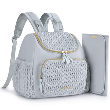mommore Diaper Bag Small Diaper Backpack Stylish Toddler Baby Mini Maternity Bags Travel Backpacks with Insulated Pockets, Changing Pad, Stroller Straps