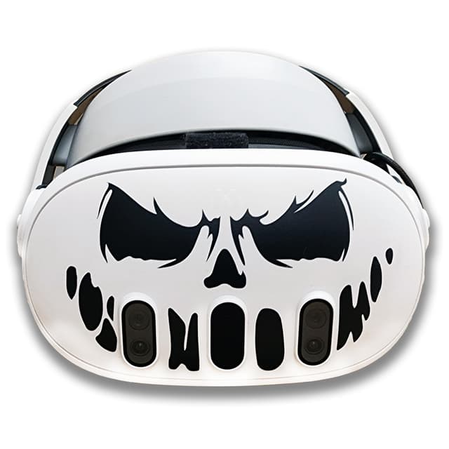 Quest 3 Compatible VR Headset Skull Face Vinyl Decal, Skull Design Skin, Black. Easy Application.