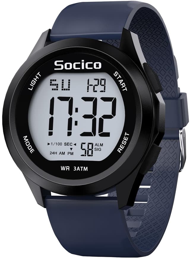 SOCICO Mens Digital Watch Sports Waterproof Outdoor Large Face Military Watches with Stopwatch Back Light Alarm Date Display