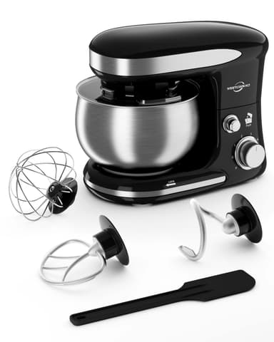 Stand Mixer, 3.4QT Tilt-Head Small Stand Mixers, 6+P Speed Kitchen Mixer for Daily Use with Egg Whisk, Dough Hook, Flat Beater, Bread Dough Mixer for Baking (Black)