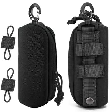 MUCHER 2 Pack Tactical MOLLE Glasses Case Shockproof Tactical Eyeglasses Case Portable Sunglasses Carrying Case with Clip