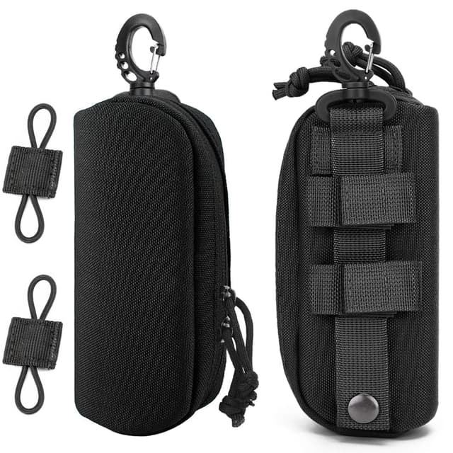 MUCHER 2 Pack Tactical MOLLE Glasses Case Shockproof Tactical Eyeglasses Case Portable Sunglasses Carrying Case with Clip