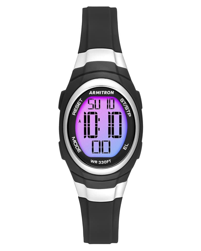 Armitron Sport Women's Rainbow Dial Digital Chronograph Black Resin Strap Watch, 45/7034BRB