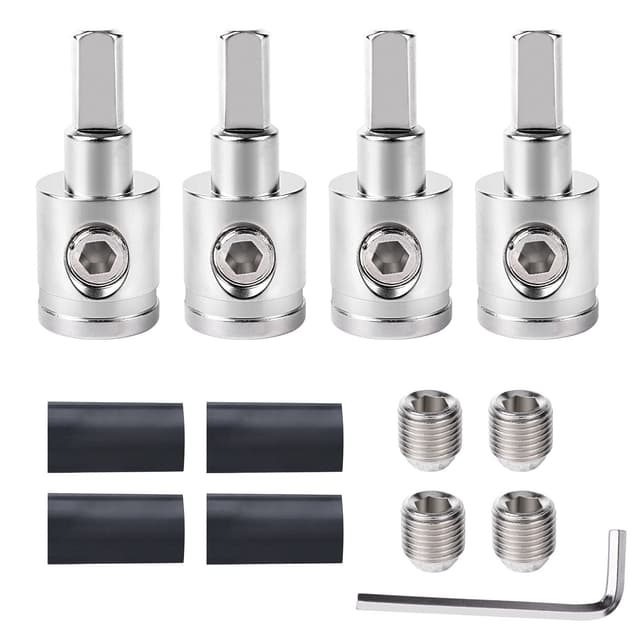 Tottist 4PCS Heavy-Duty Car Stereo Audio Wire Reducer - 0 Gauge to 4 Gauge for Amp Input, AWG Pin Power & Ground Connection