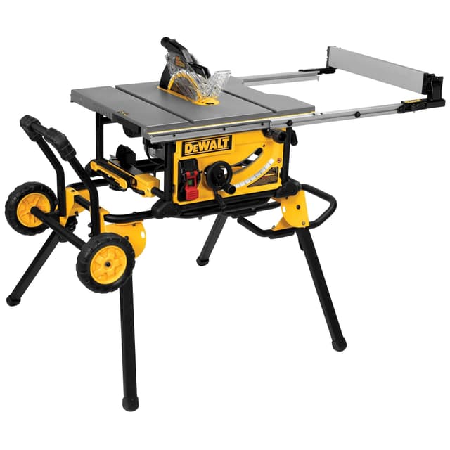 DEWALT Table Saw 10 Inch with Foldable Rolling Table Saw Stand, 15 Amp, 4800 RPM, 32-1/2-Inch Rip Capacity (DWE7491RS)