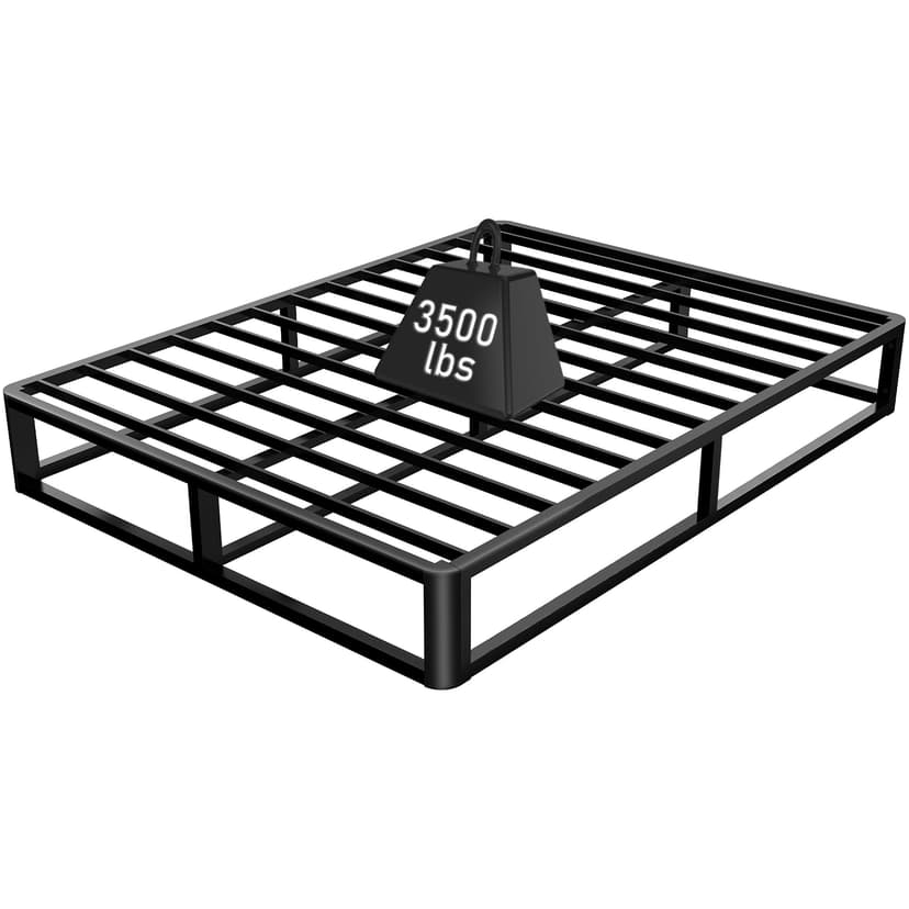 Firpeesy Upgrade Anti Bending and Round Corner Legs 10 inch Metal Queen Bed Frame 3500 LBS Heavy Steel Slats Support Platform Bed Frames No Box Spring Needed Platform Noise Free Easy Assembly