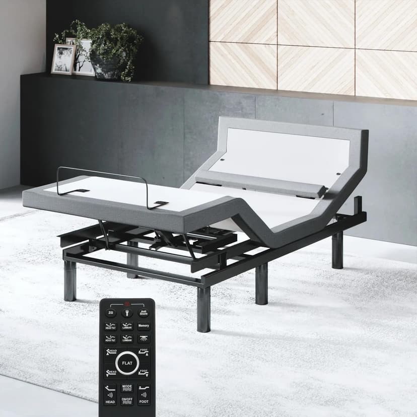 Sven & Son Bliss Adjustable Bed Base Frame Only, Head and Foot Lift, Lumbar Support, Head-Pillow-Tilt, Massage, Under-Bed Lights, USB, Memory Positions, Zero Gravity - Twin XL