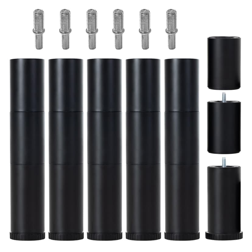 Skuehod 12 Inch Bed Legs Replacement for Adjustable Bed Base Frame, 3 in 1 Screw in Legs, 4 Kinds Threads Contained, Set of 6