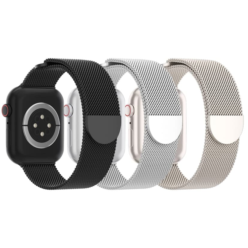 STEEZRD 3 Pack Mesh Metal Apple Watch Bands, 38mm-45mm, Stainless Steel Magnetic Loop Band Replacement for Ultra 2 iWatch Series 9/8/SE/7/6/5/4/3/2/1